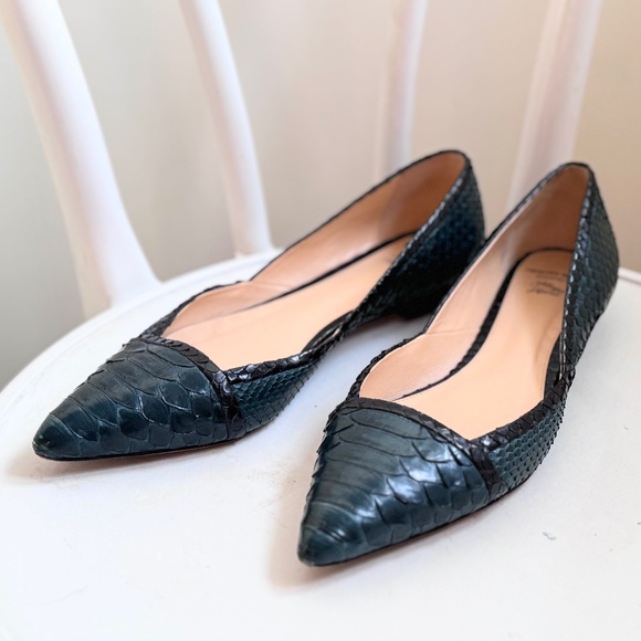 Pointed Snakeskin Ballet Flats Shoes Alexandre Birman for Saks 5th Ave size 38.5 - Picture 2 of 5
